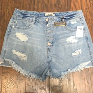 Light Wash Cutoff Denim Shorts